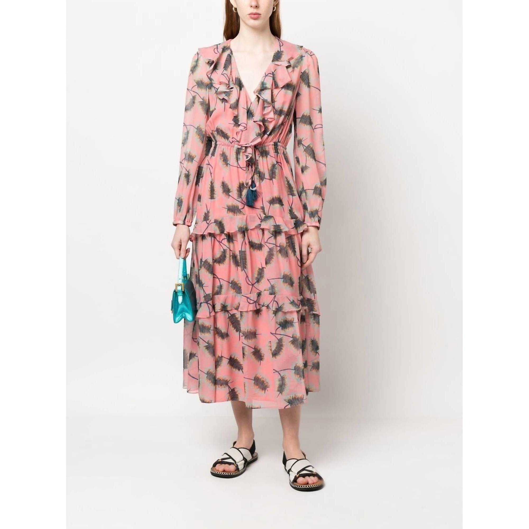 New Saloni Yara Dress In Quill Rose